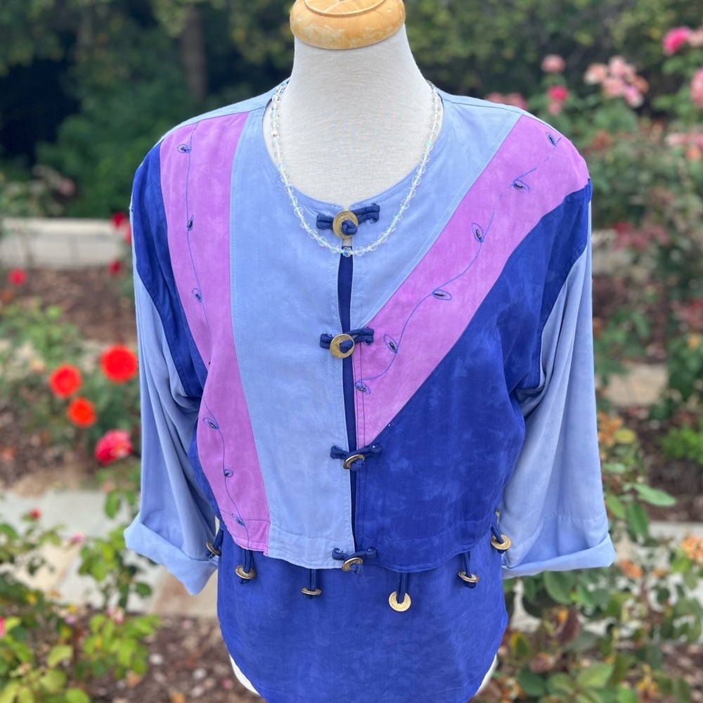 Vintage 90s Native Wear Patchwork Embroidered Jac… - image 7